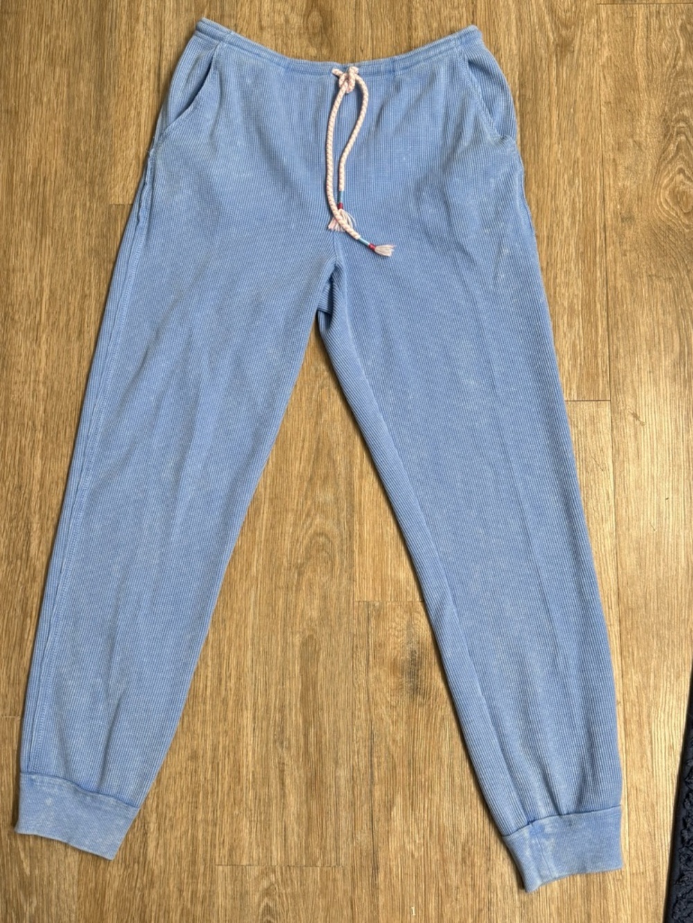 Sunnyside by Sundry Light Blue Waffle Knit Drawstring Lounge Joggers NWOT